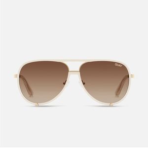 QUAY HIGH PROFILE - WHITE/BROWN POLARIZED NWOT